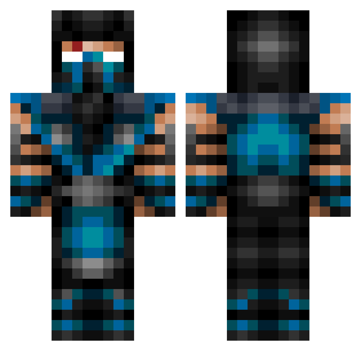 Jasiop Minecraft skin, front and back view