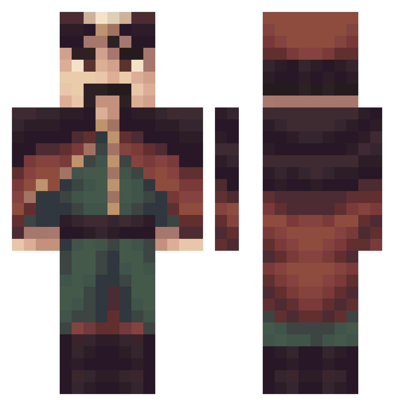 TheVollmarator Minecraft skin, front and back view