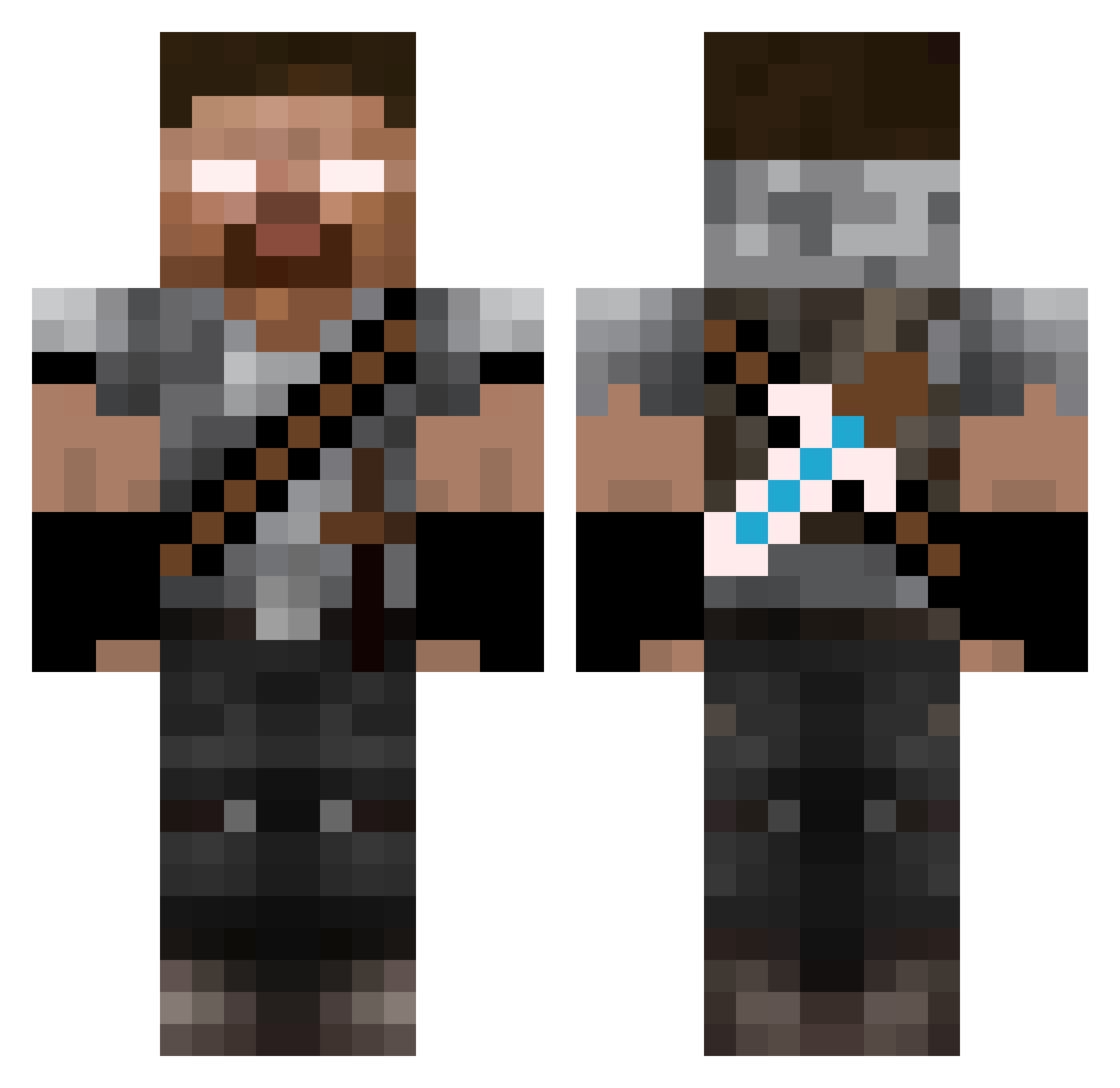 HeroTV Minecraft skin, front and back view