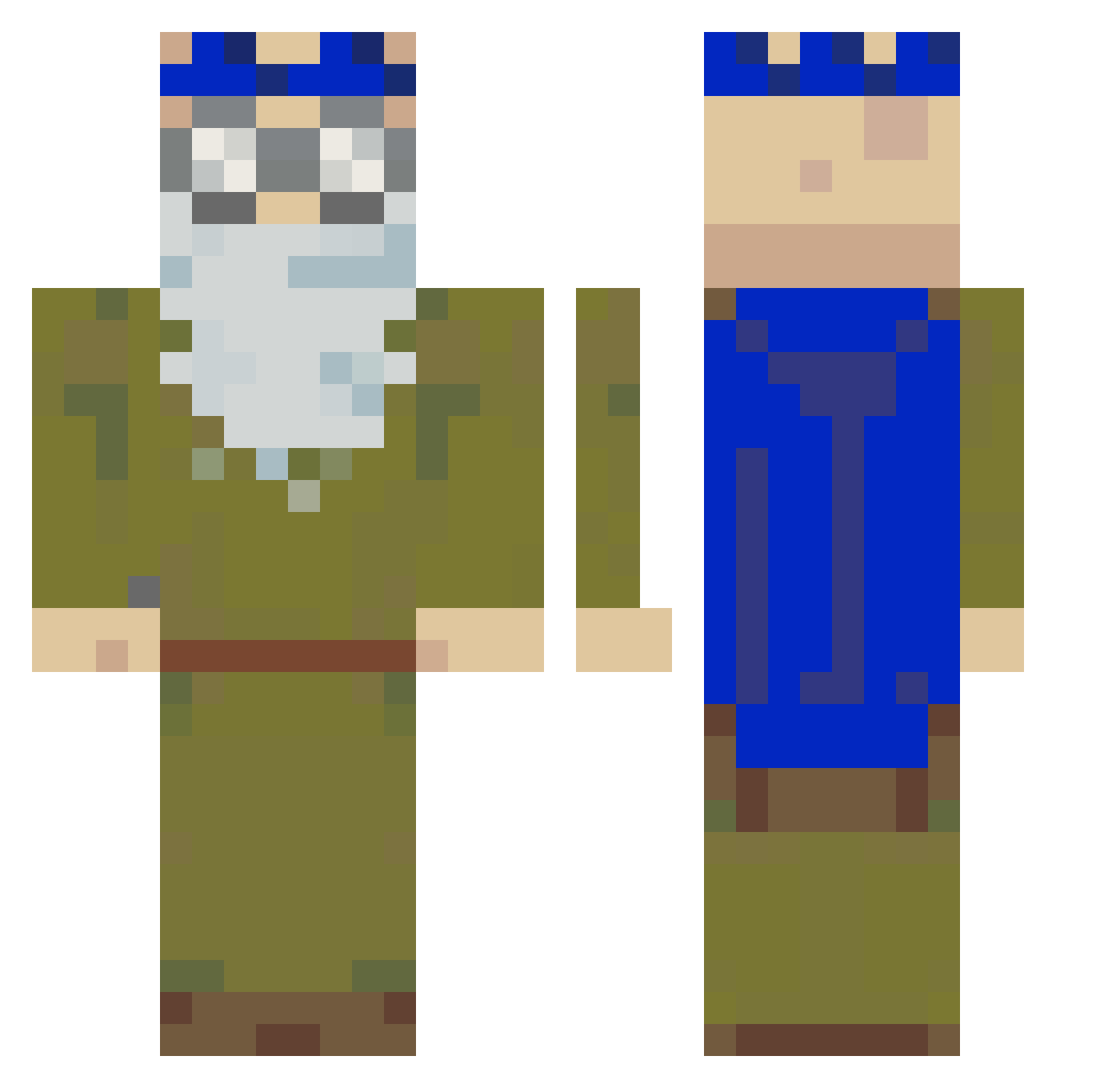 TackFard Minecraft skin, front and back view