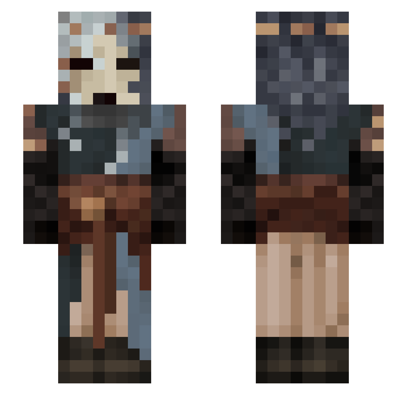 M3ster0fPuppets2 Minecraft skin, front and back view