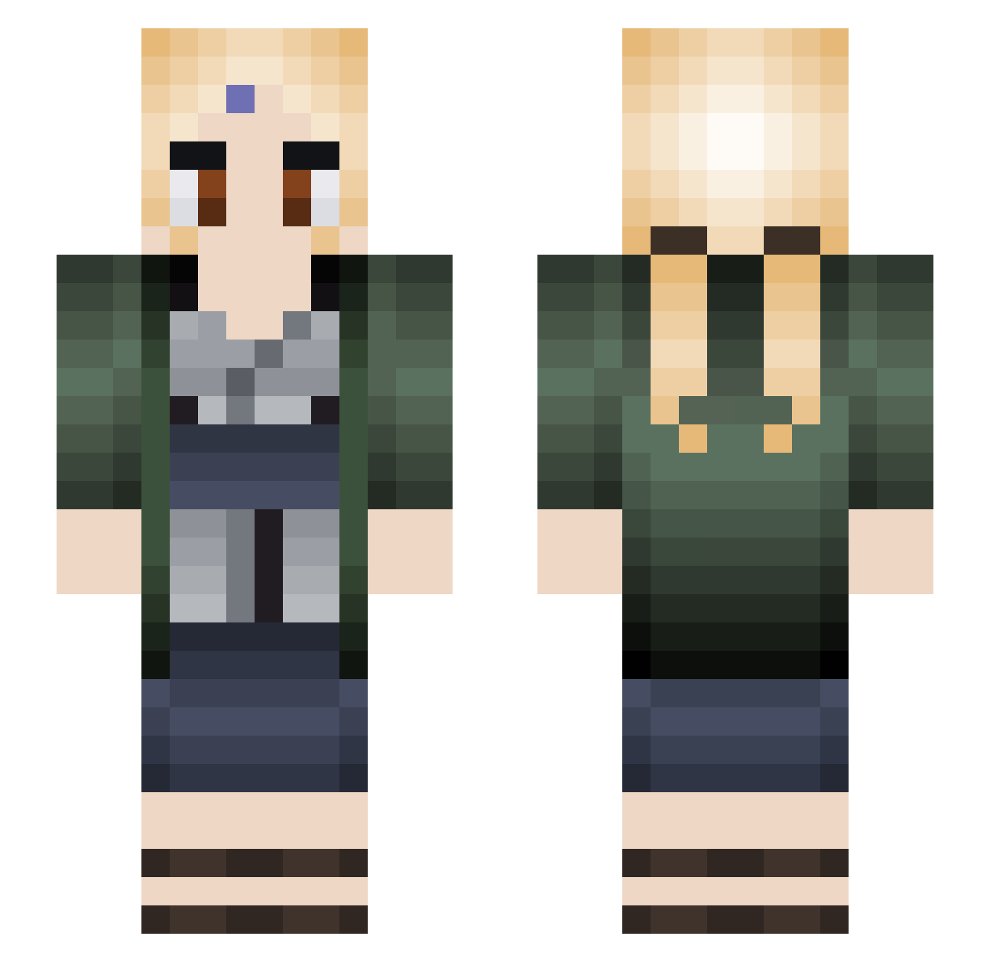 xMonsterix Minecraft skin, front and back view