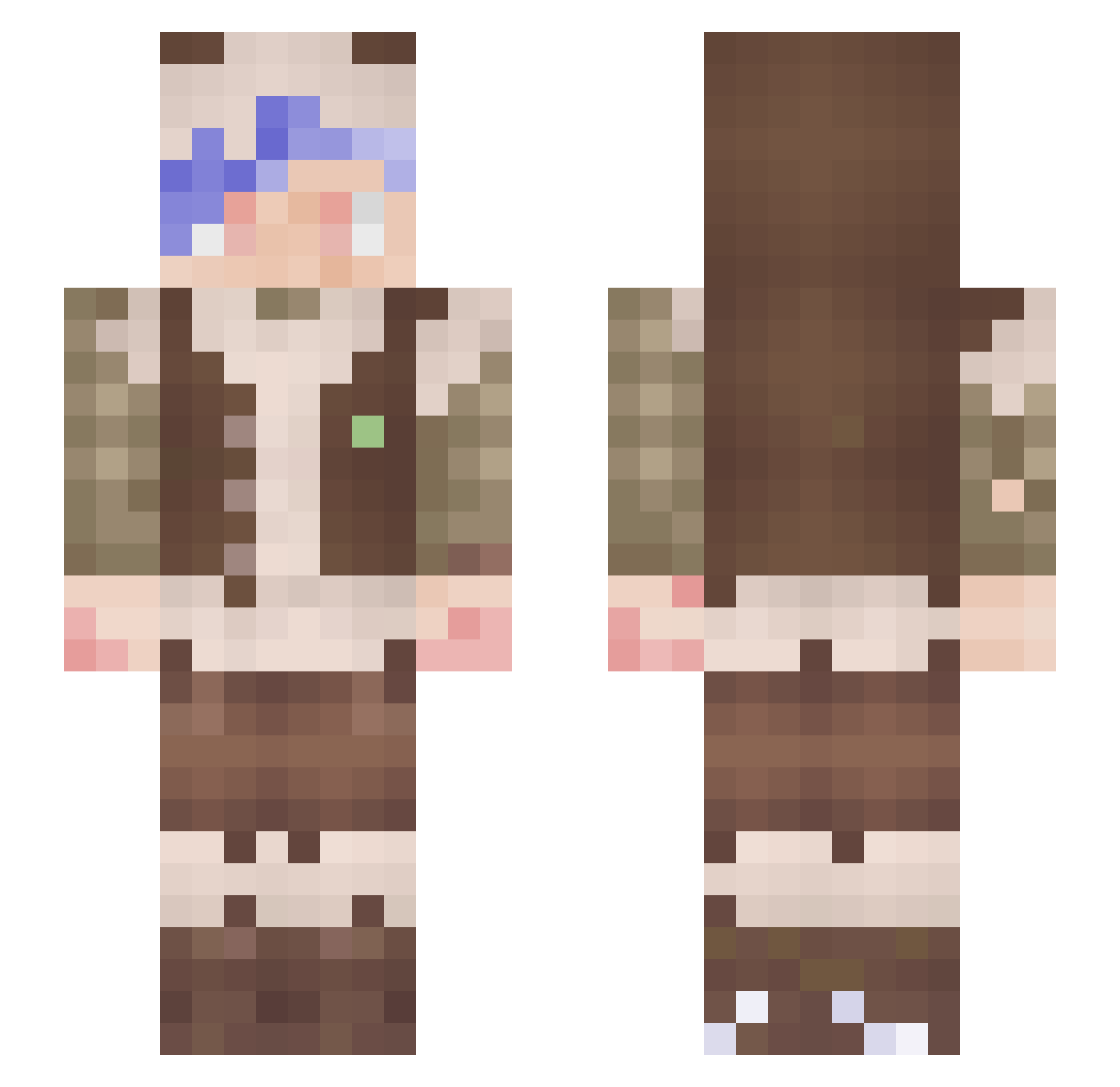 ToshanIsHere Minecraft skin, front and back view