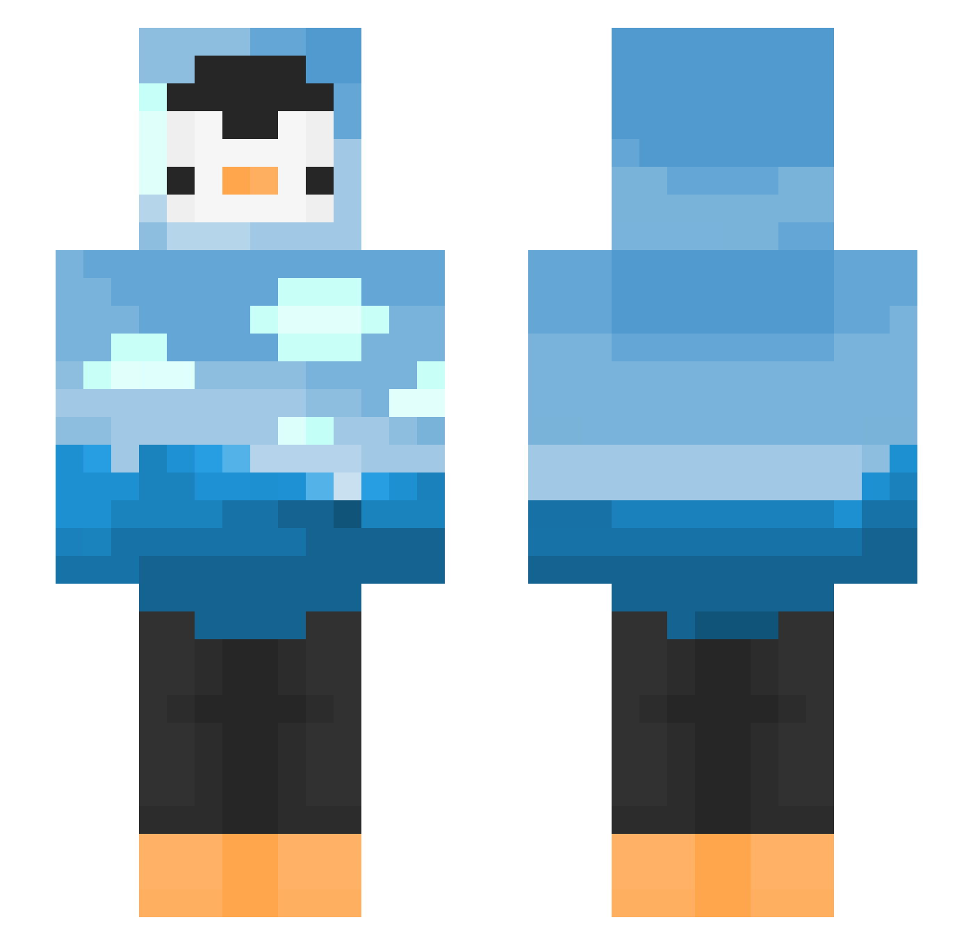XIX_TV Minecraft skin, front and back view