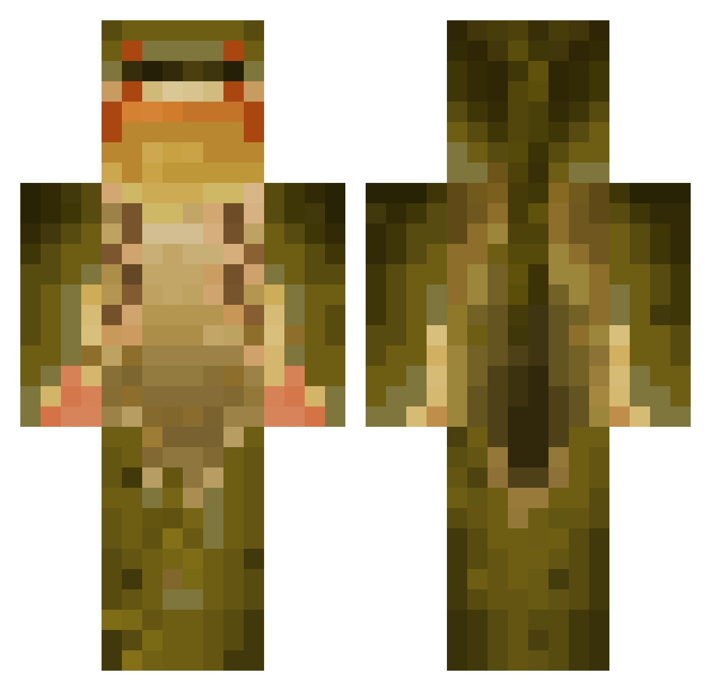 Rotola Minecraft skin, front and back view