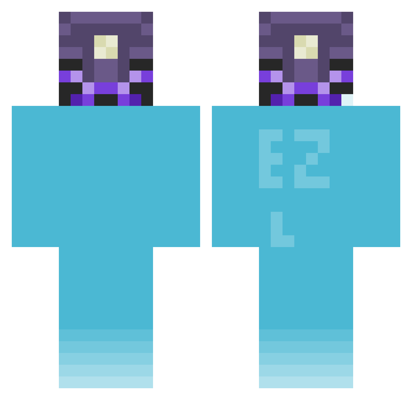 Newthou Minecraft skin, front and back view