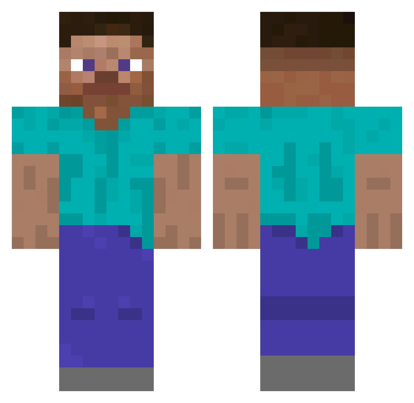 tqoo Minecraft skin, front and back view