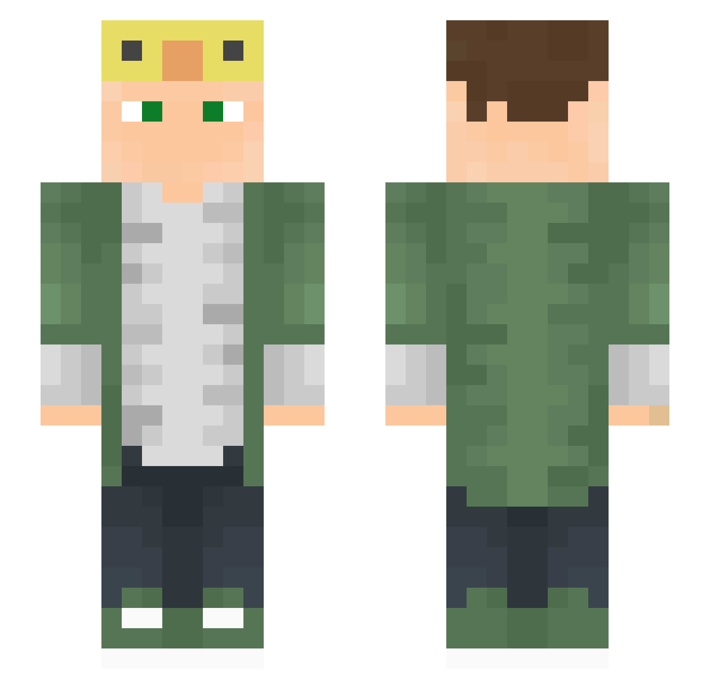 mrCipster Minecraft skin, front and back view