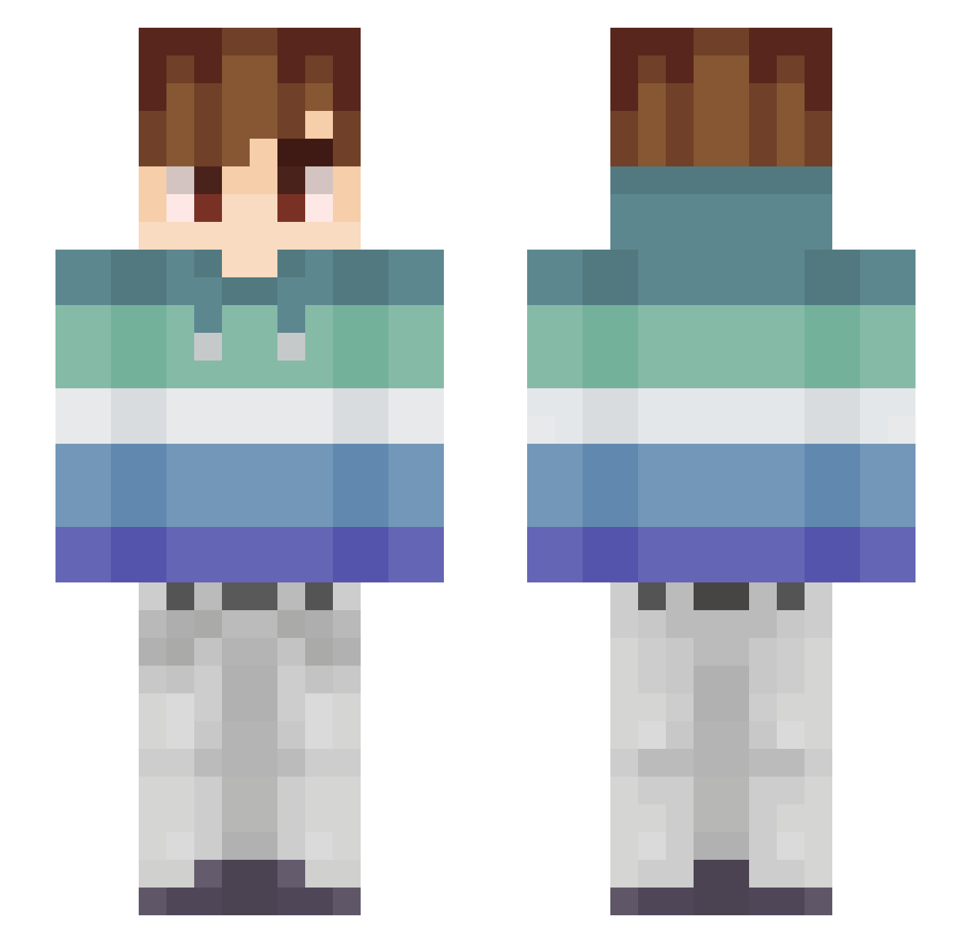 Milssitrab Minecraft skin, front and back view