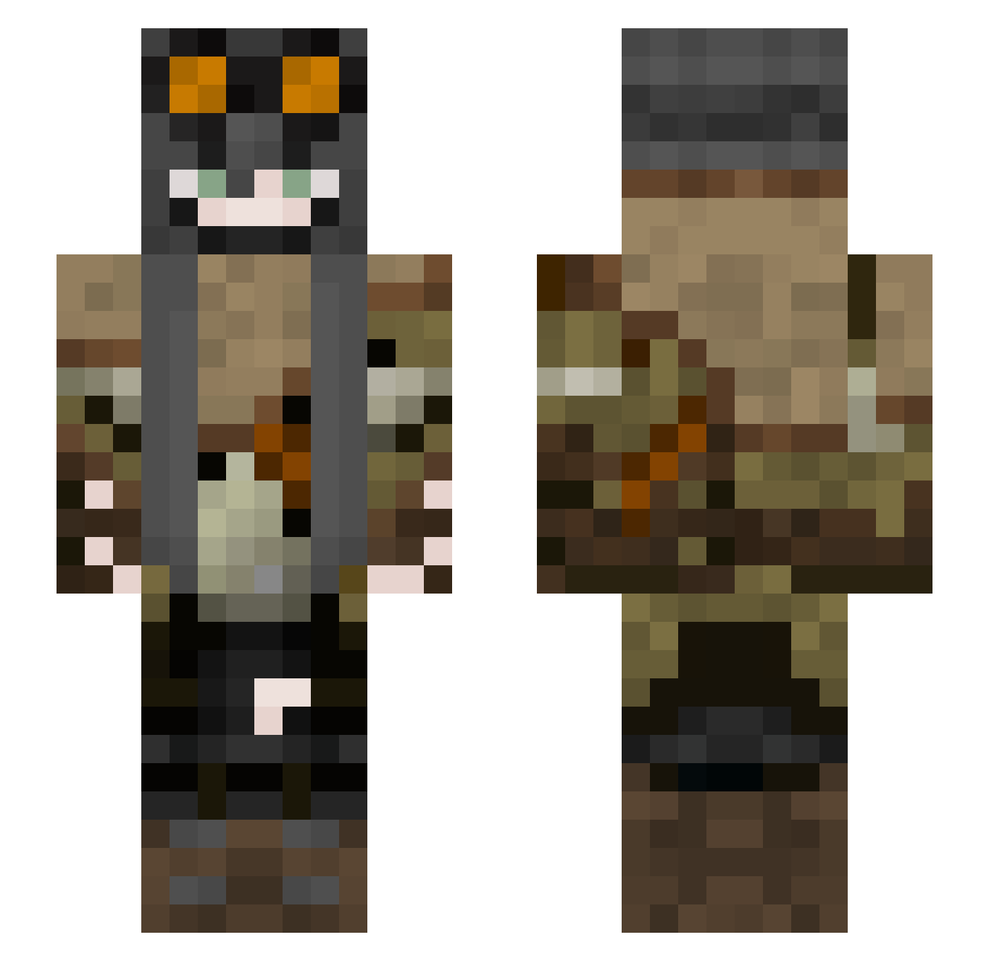 Cantread4shi Minecraft skin, front and back view