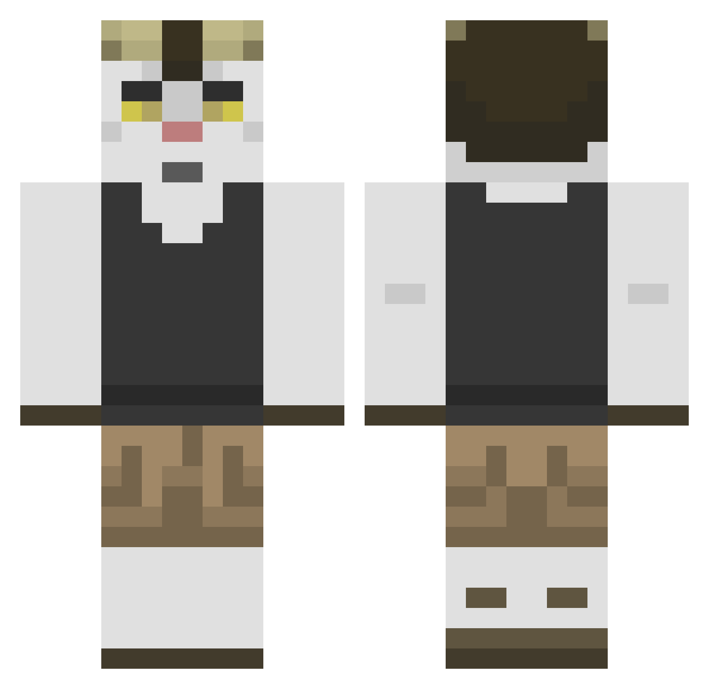 Upsettius Minecraft skin, front and back view
