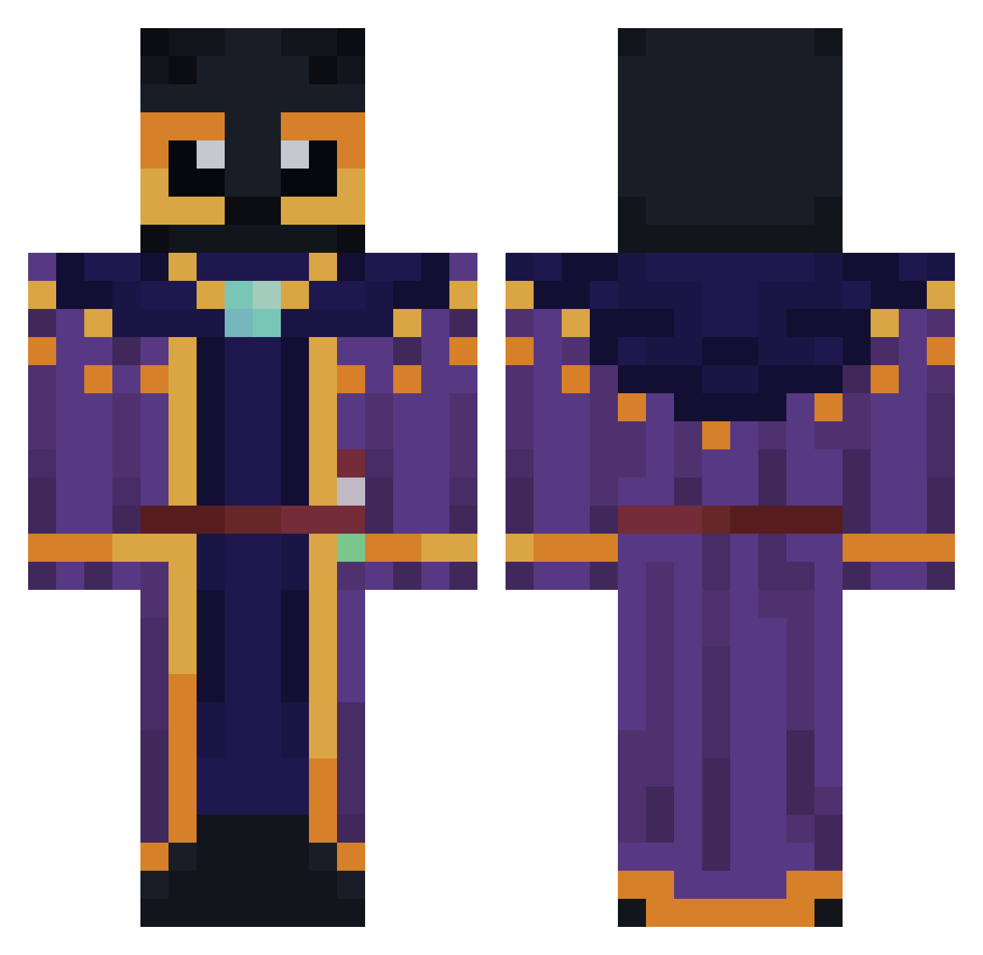 CyanicSett Minecraft skin, front and back view