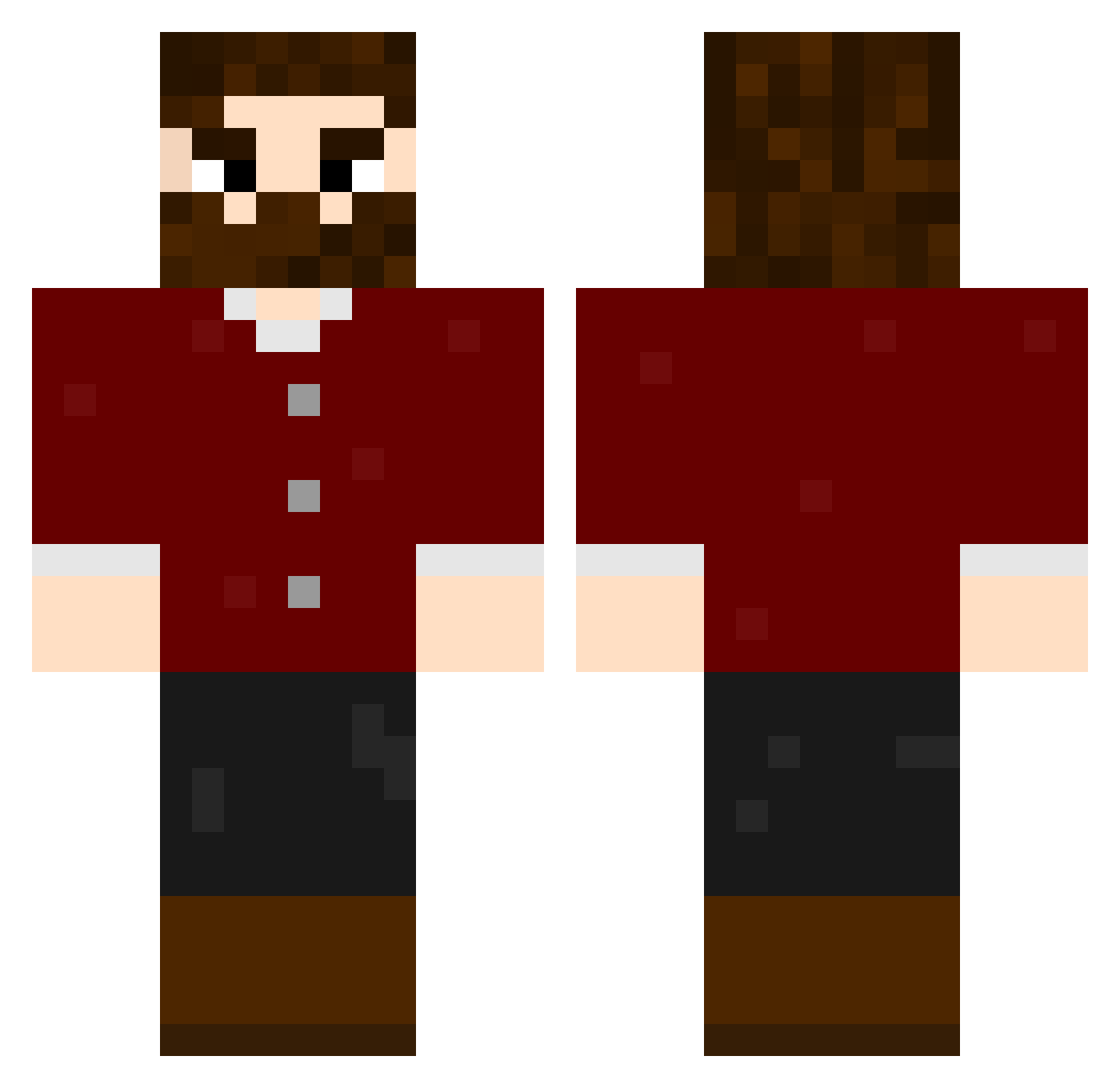 Jerobrine_MC Minecraft skin, front and back view