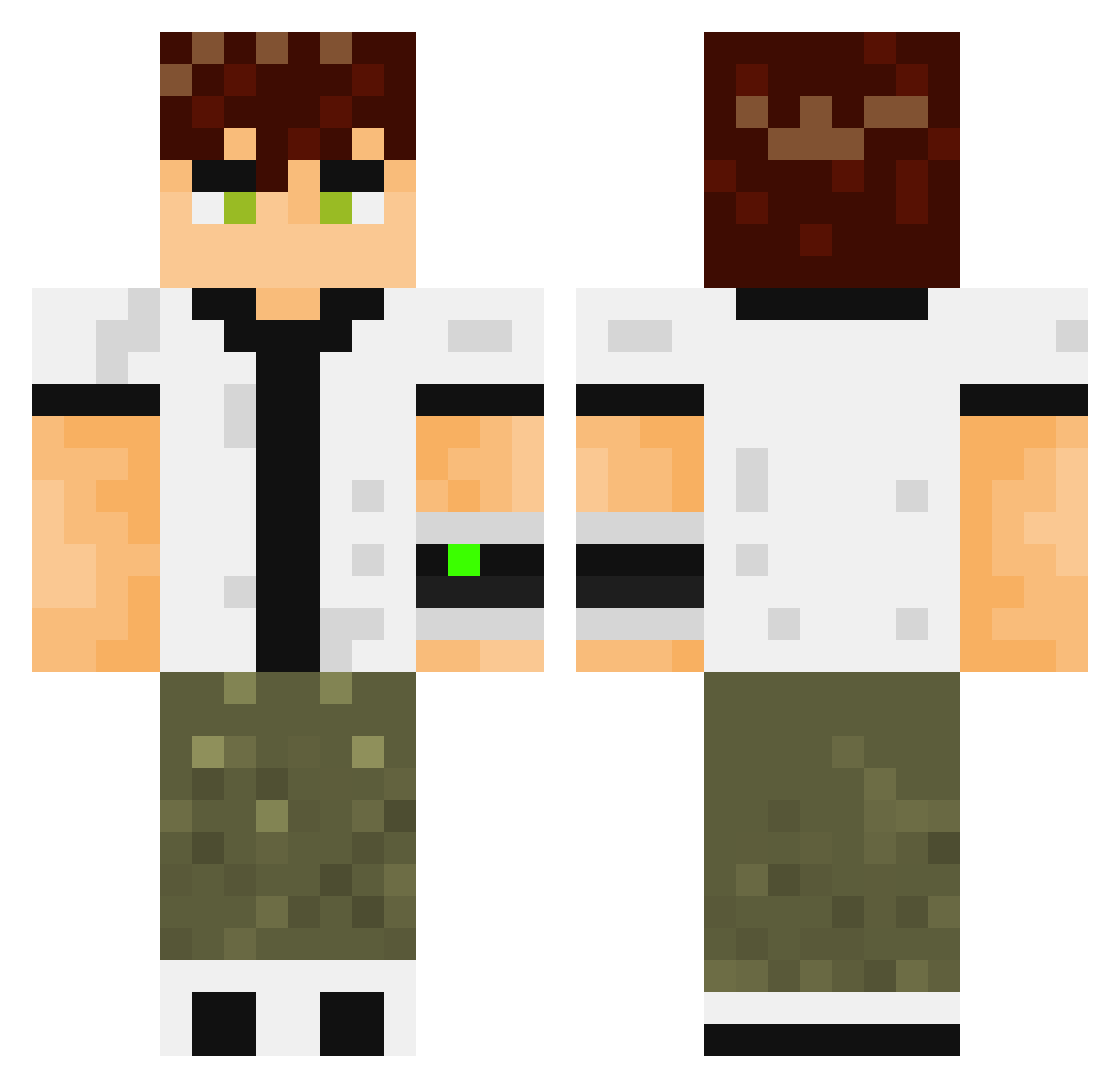 BatBuba Minecraft skin, front and back view