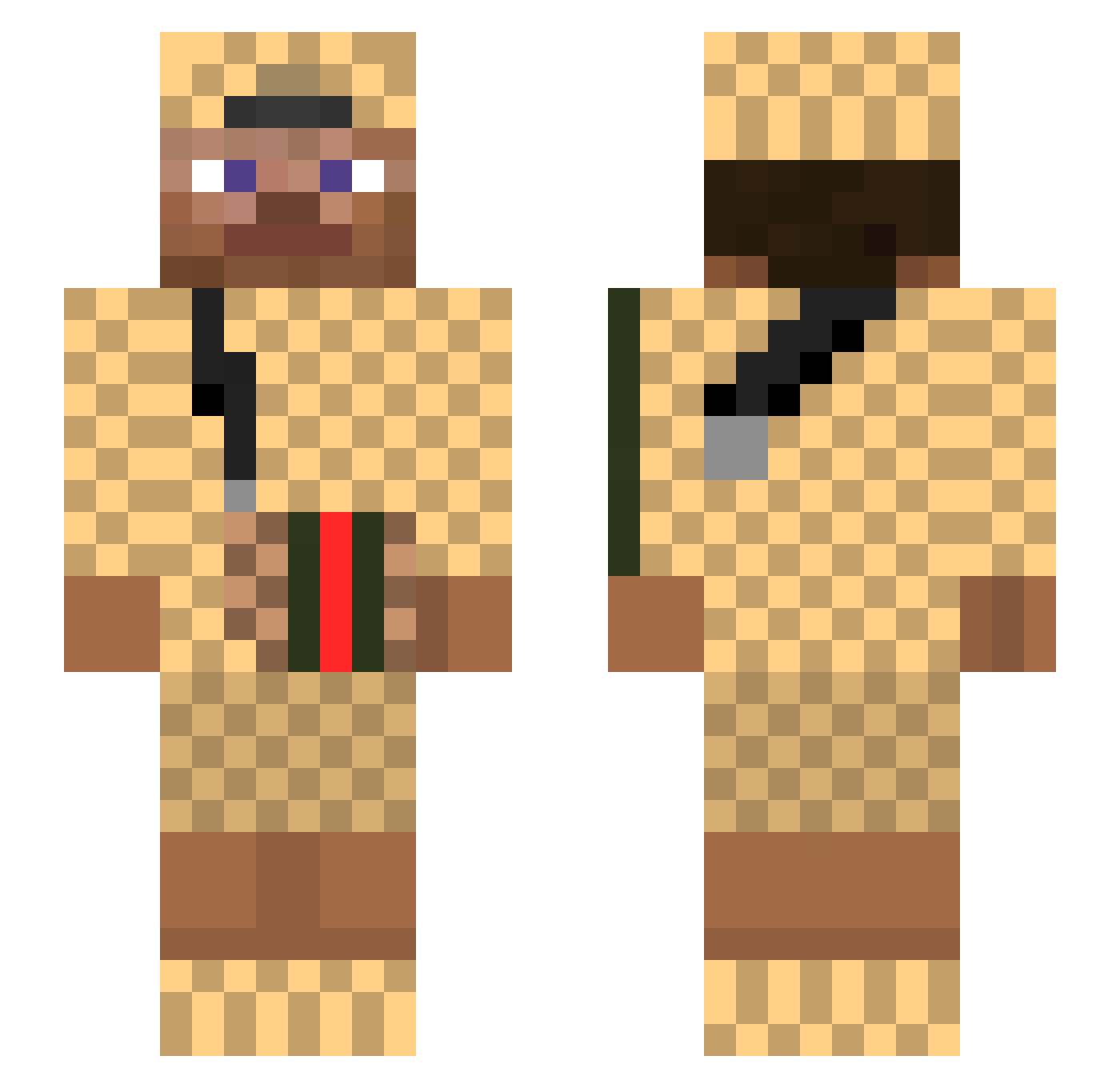 Cmon_lil_monkey Minecraft skin, front and back view