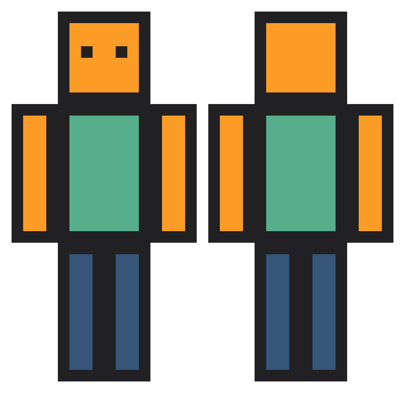 Wishing Minecraft skin, front and back view