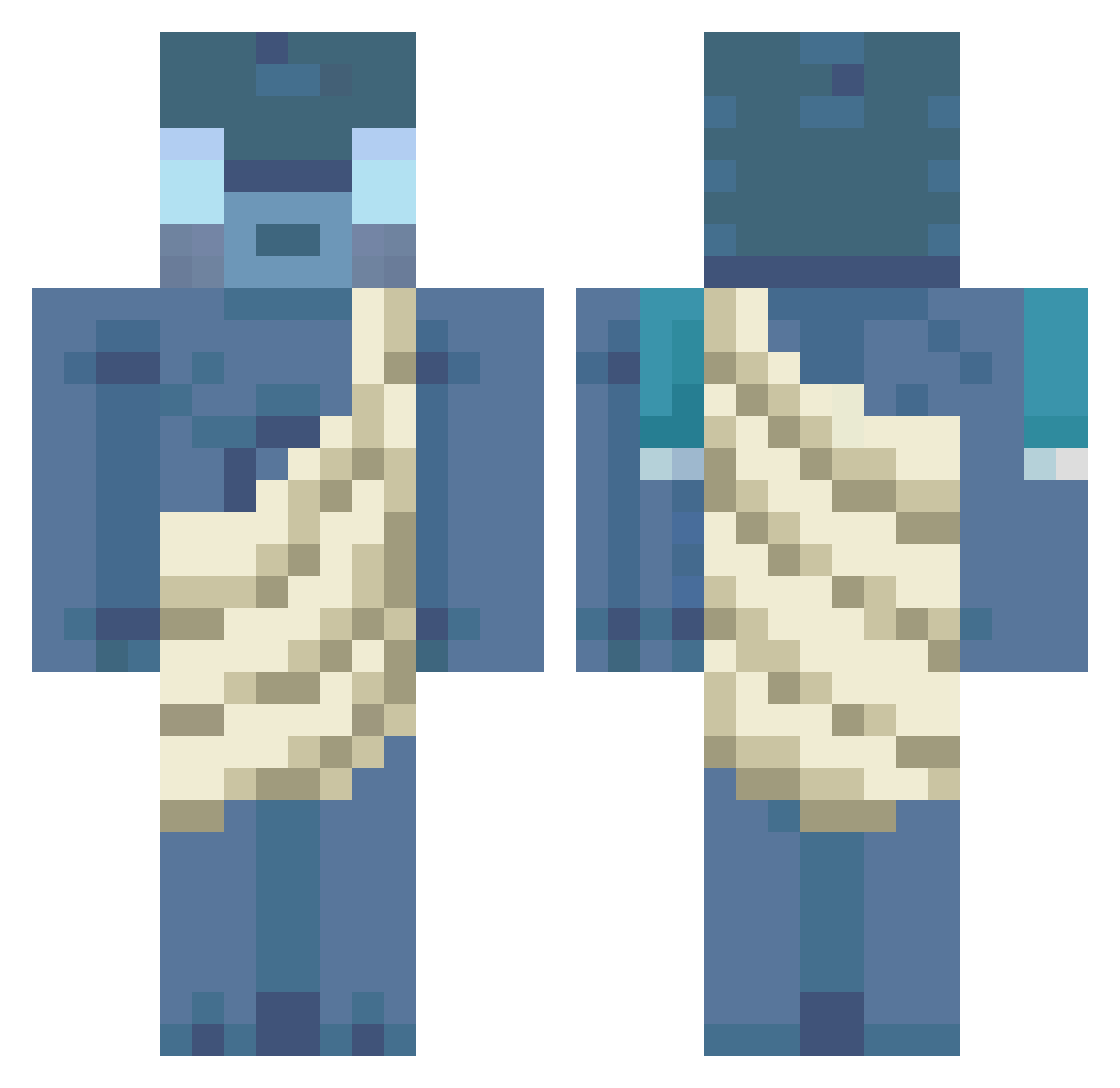 Old_Fisherman Minecraft skin, front and back view