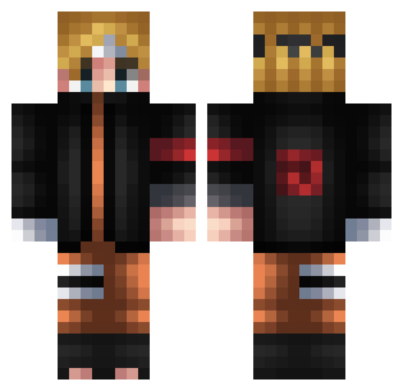 Relatividad Minecraft skin, front and back view