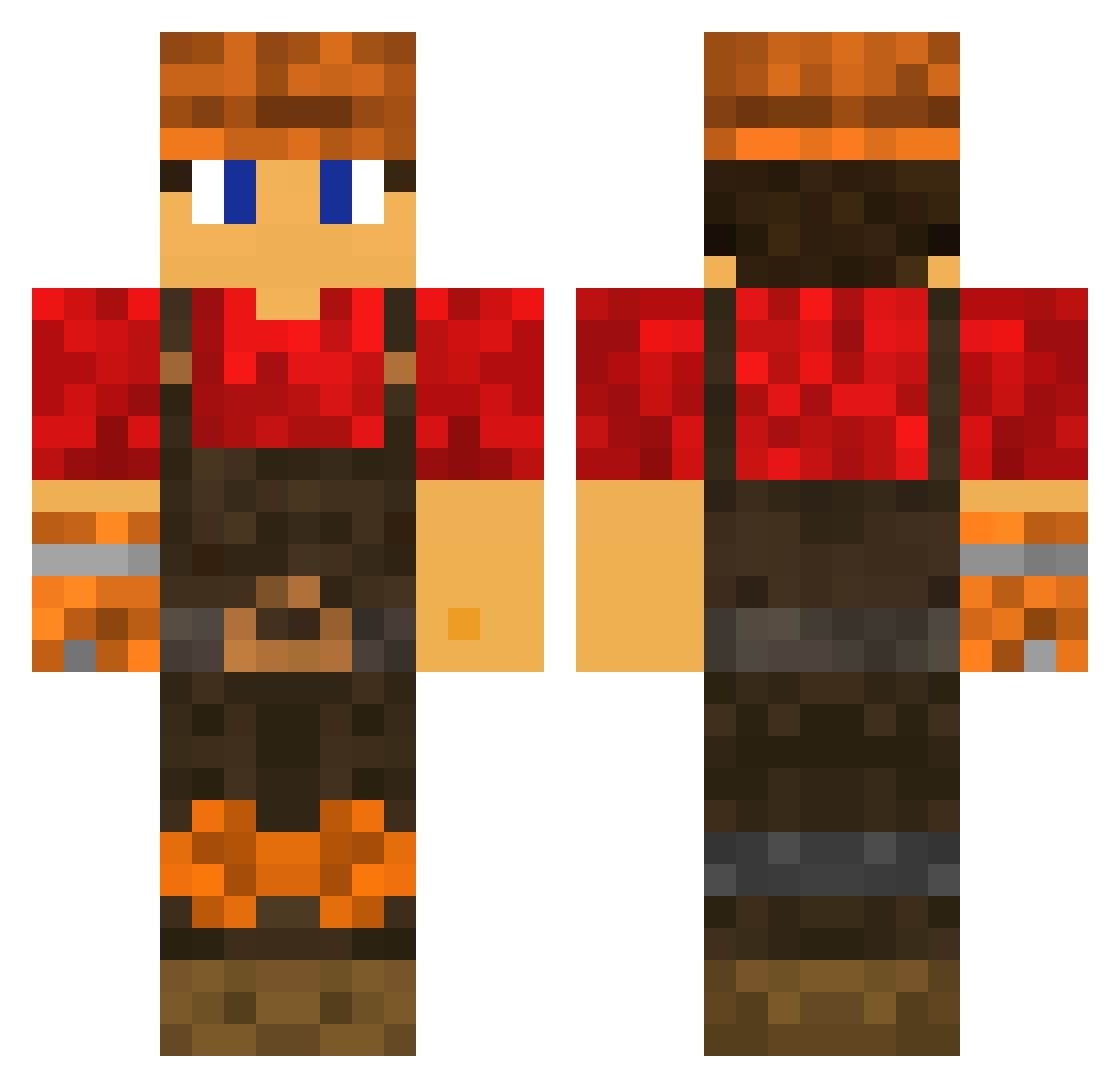 Baseplate Minecraft skin, front and back view