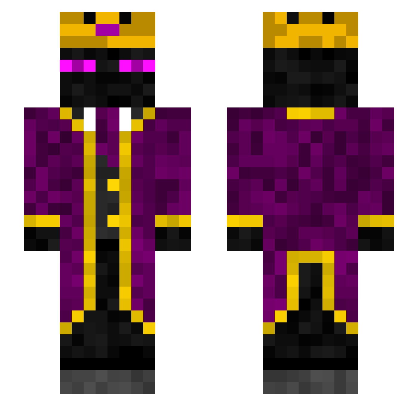 LukeIsVader Minecraft skin, front and back view