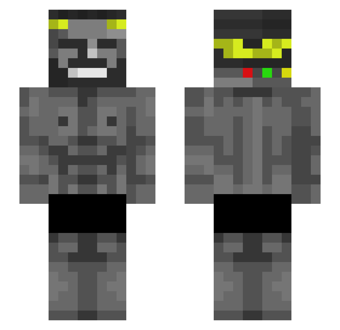 fnxOLD Minecraft skin, front and back view