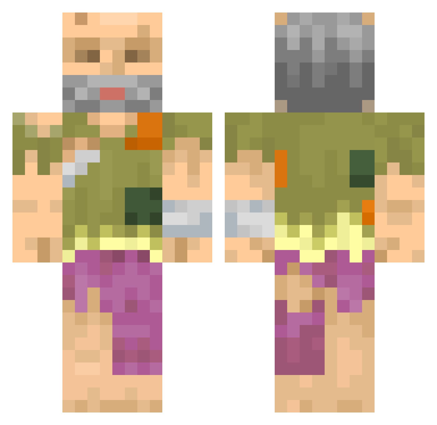 R4nar Minecraft skin, front and back view