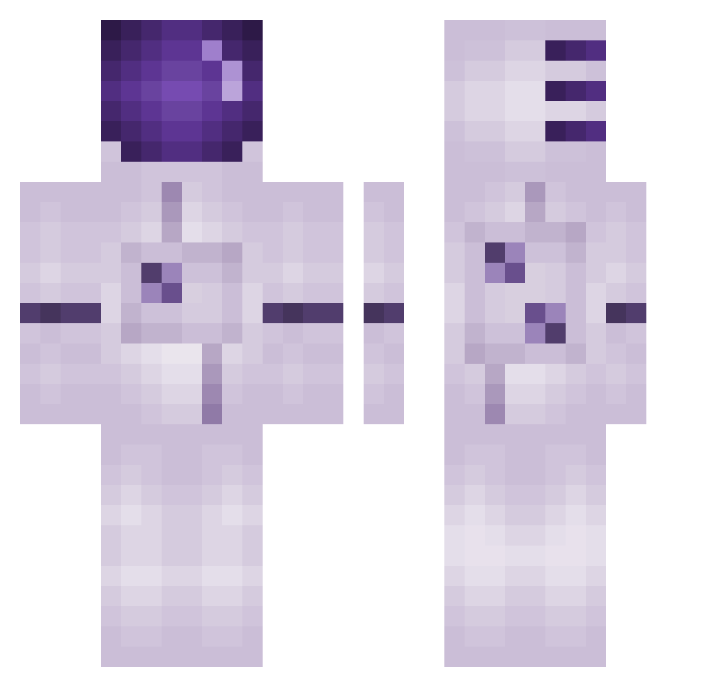 Scytodepsic Minecraft skin, front and back view