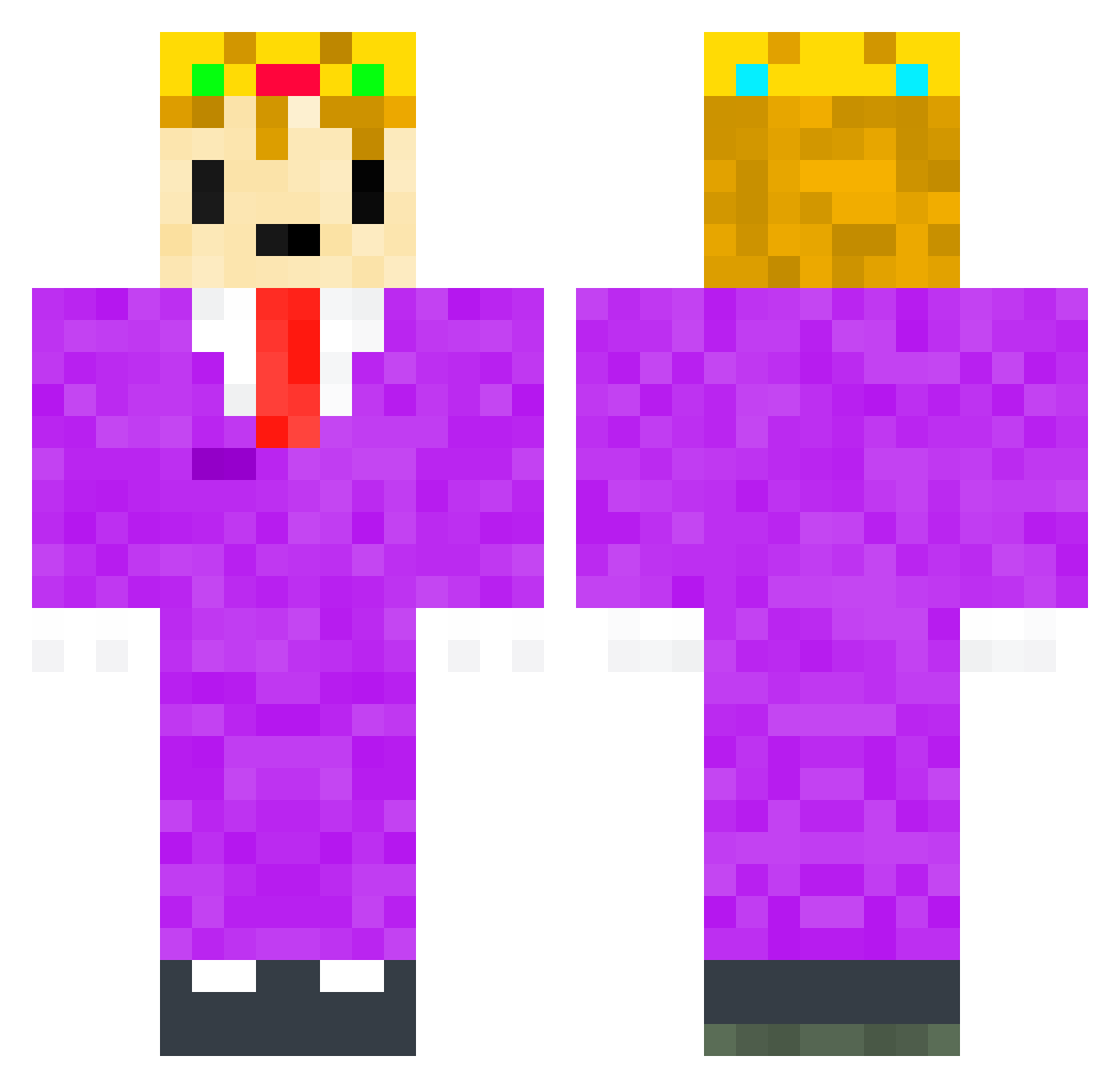 PurpleKing_ Minecraft skin, front and back view