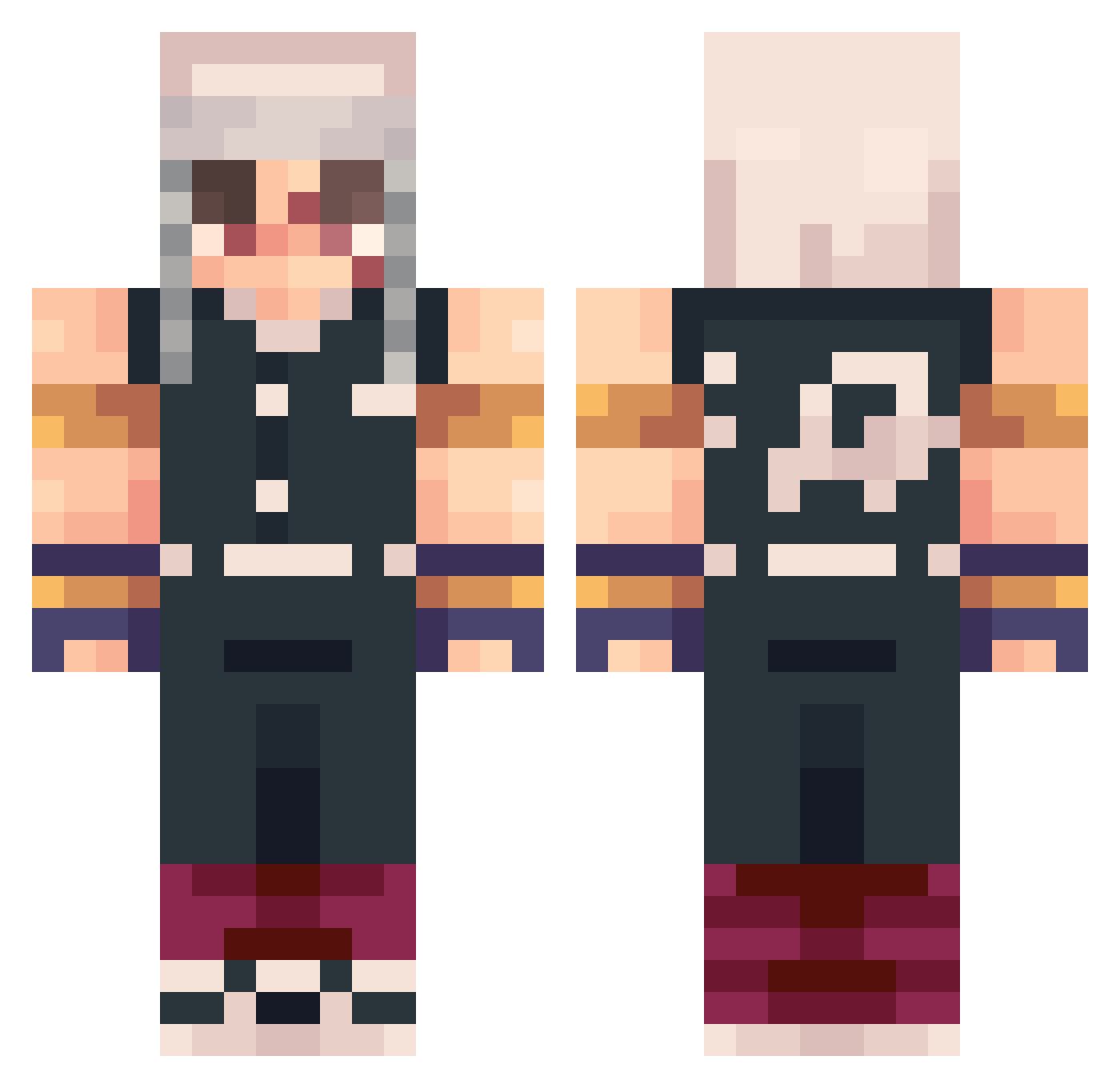 JoriGomez Minecraft skin, front and back view