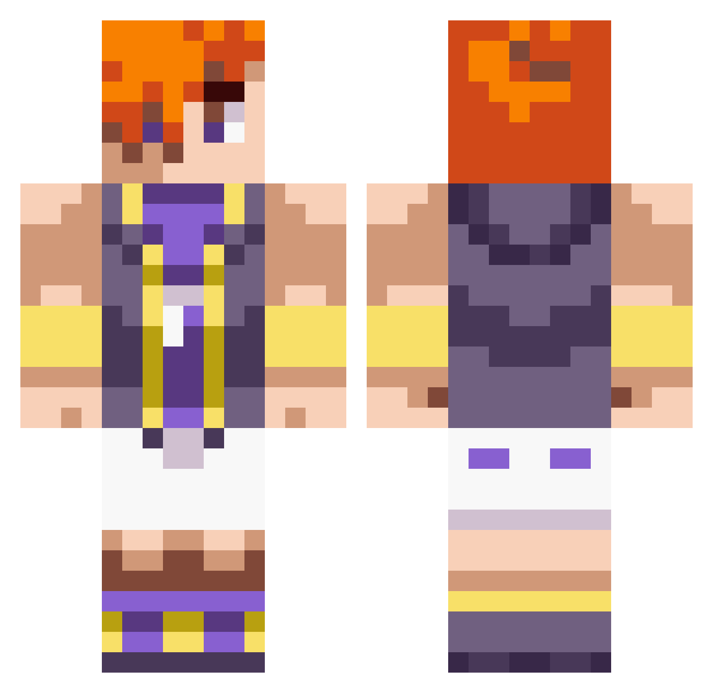 Watershed Minecraft skin, front and back view