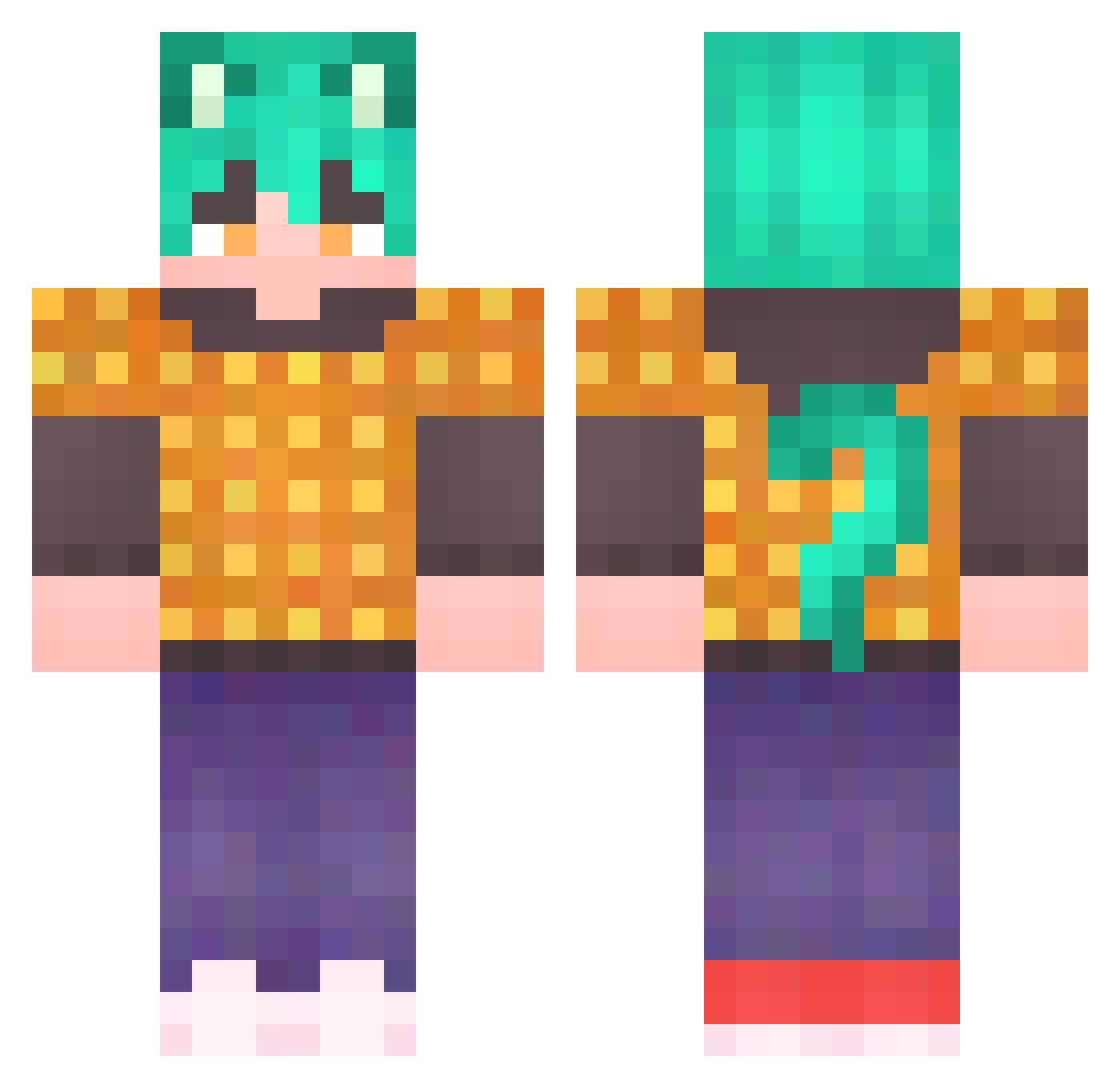 Coolment Minecraft skin, front and back view
