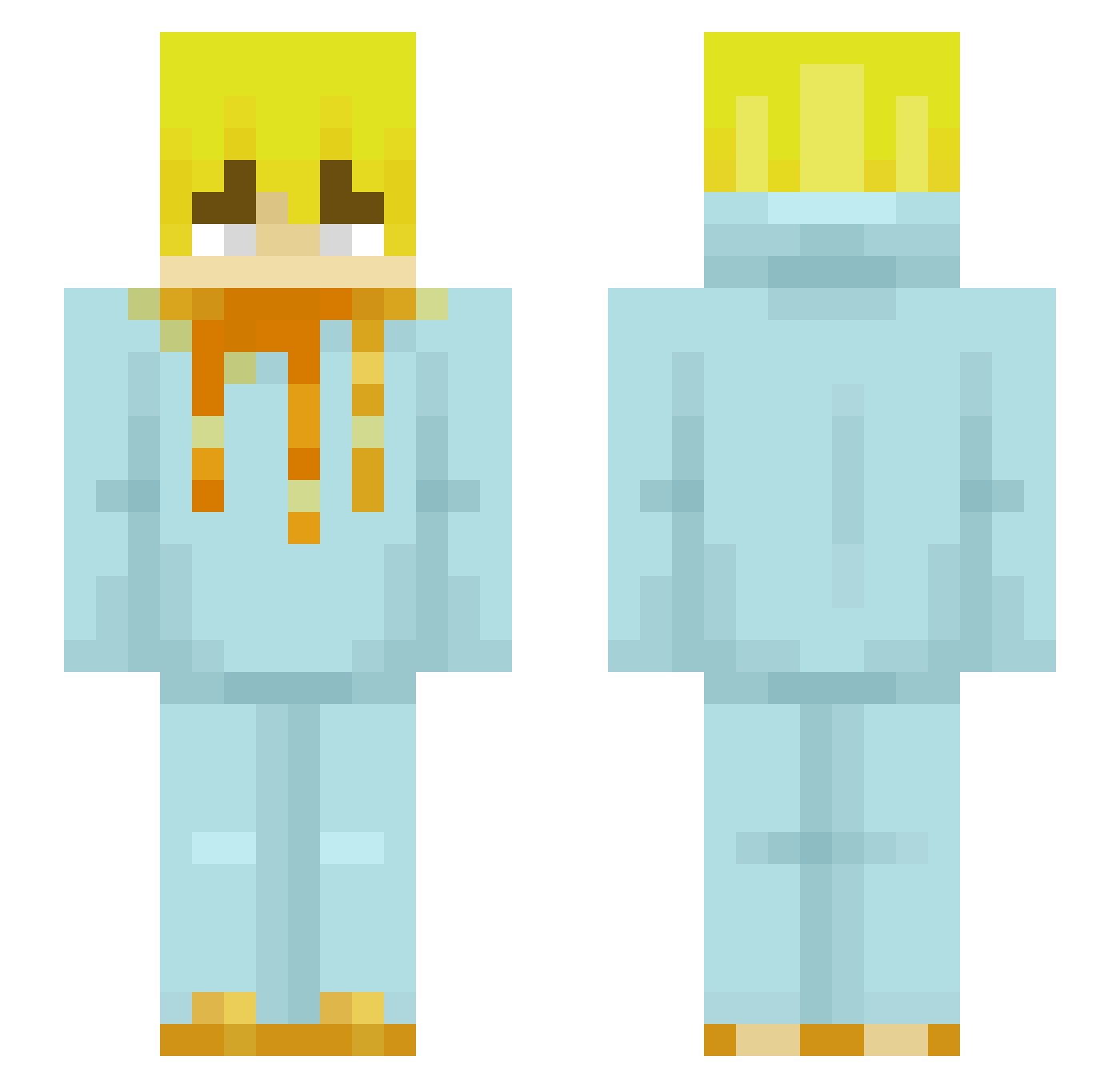Tesseriss Minecraft skin, front and back view