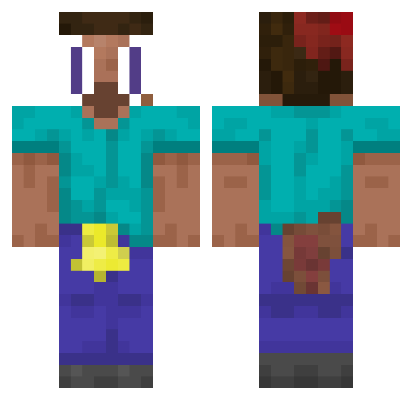 NikoRiley13 Minecraft skin, front and back view