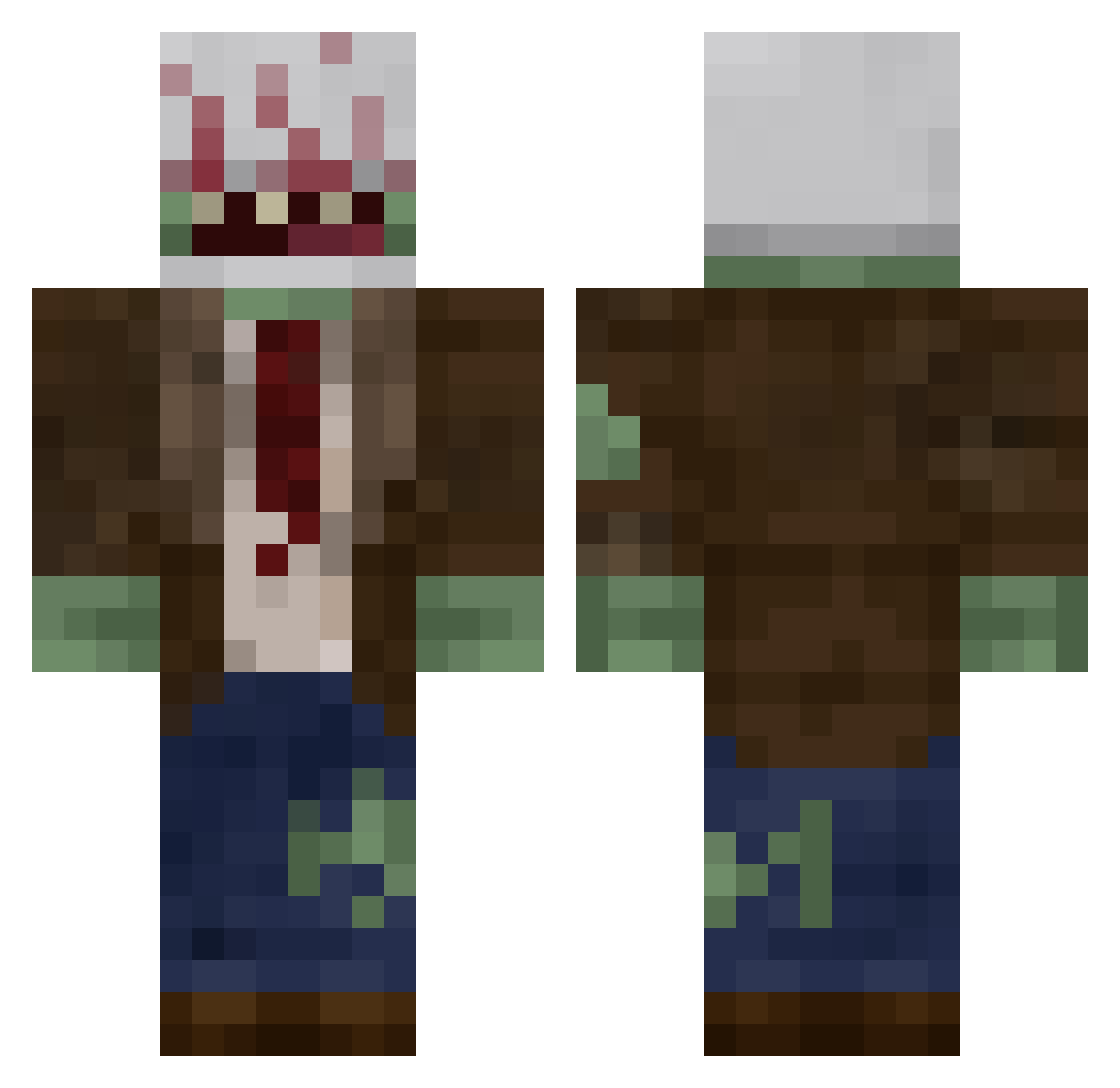 Zombie2282 Minecraft skin, front and back view