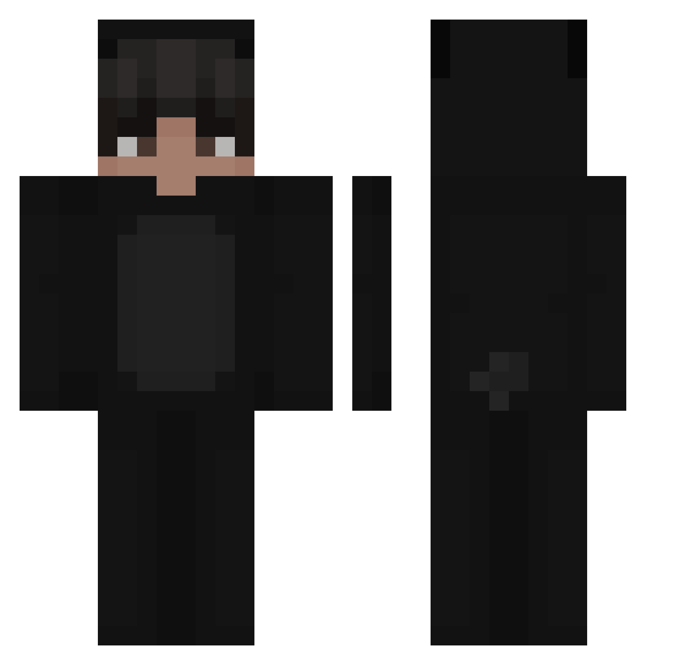 Darksaqu Minecraft skin, front and back view