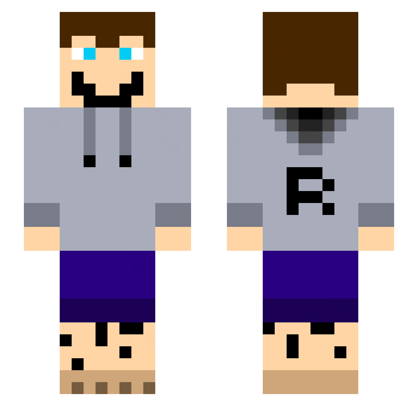 RumbaBraylon Minecraft skin, front and back view
