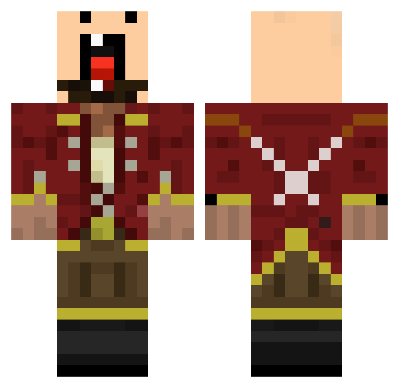 Udders Minecraft skin, front and back view