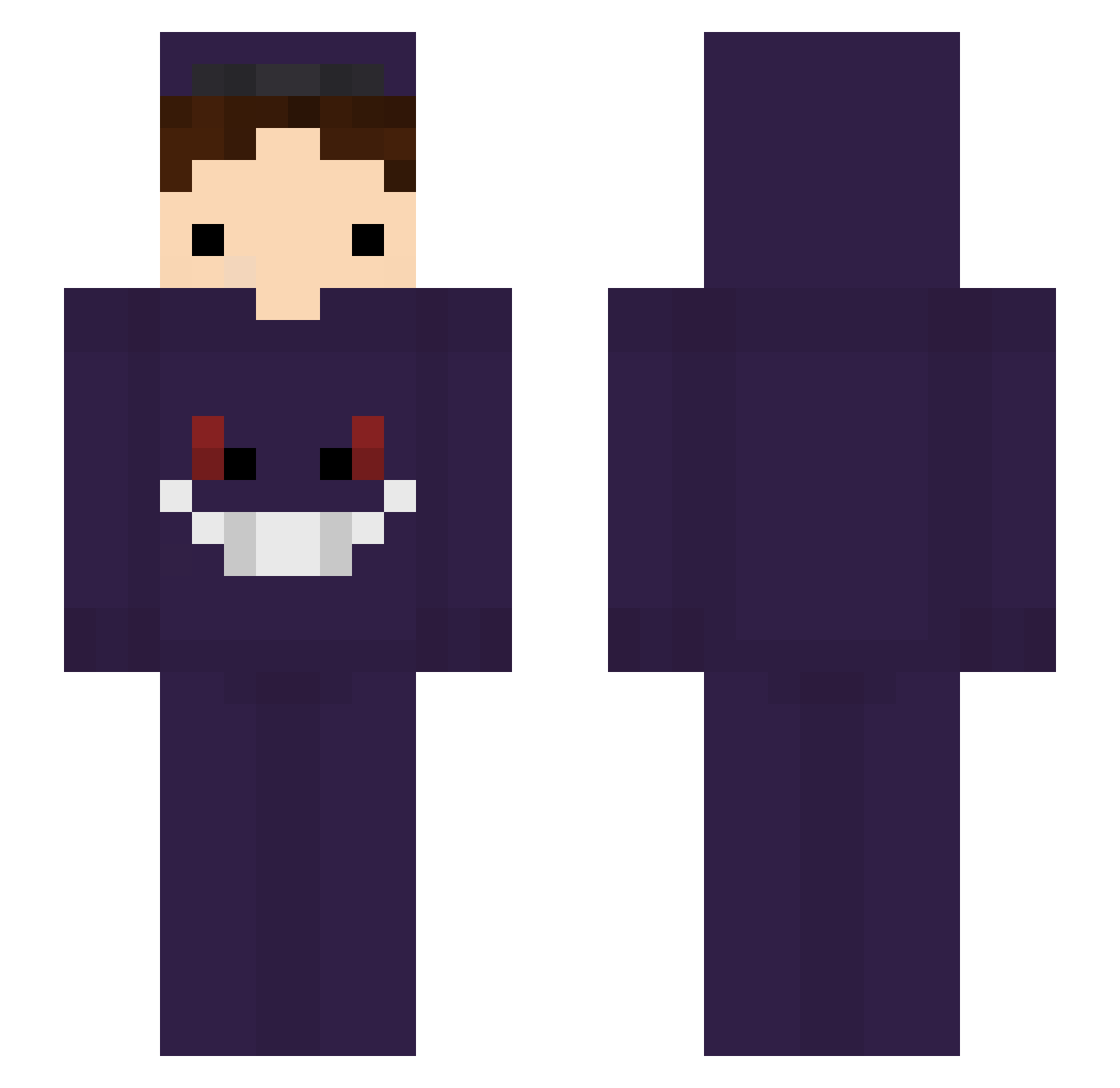 bloohsh Minecraft skin, front and back view