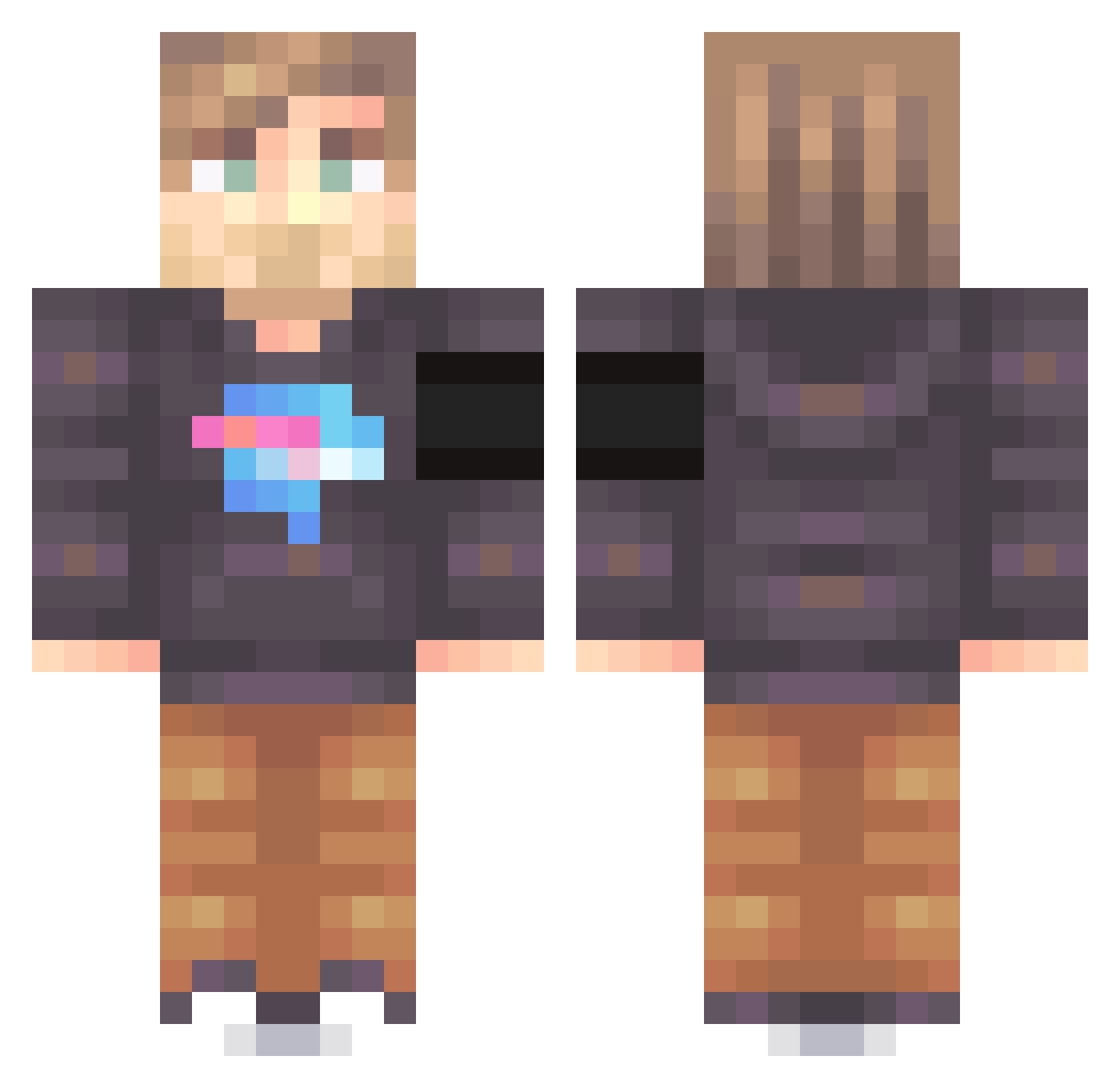 NicBric6 Minecraft skin, front and back view