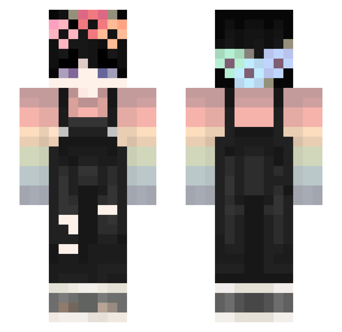 Zefortra Minecraft skin, front and back view