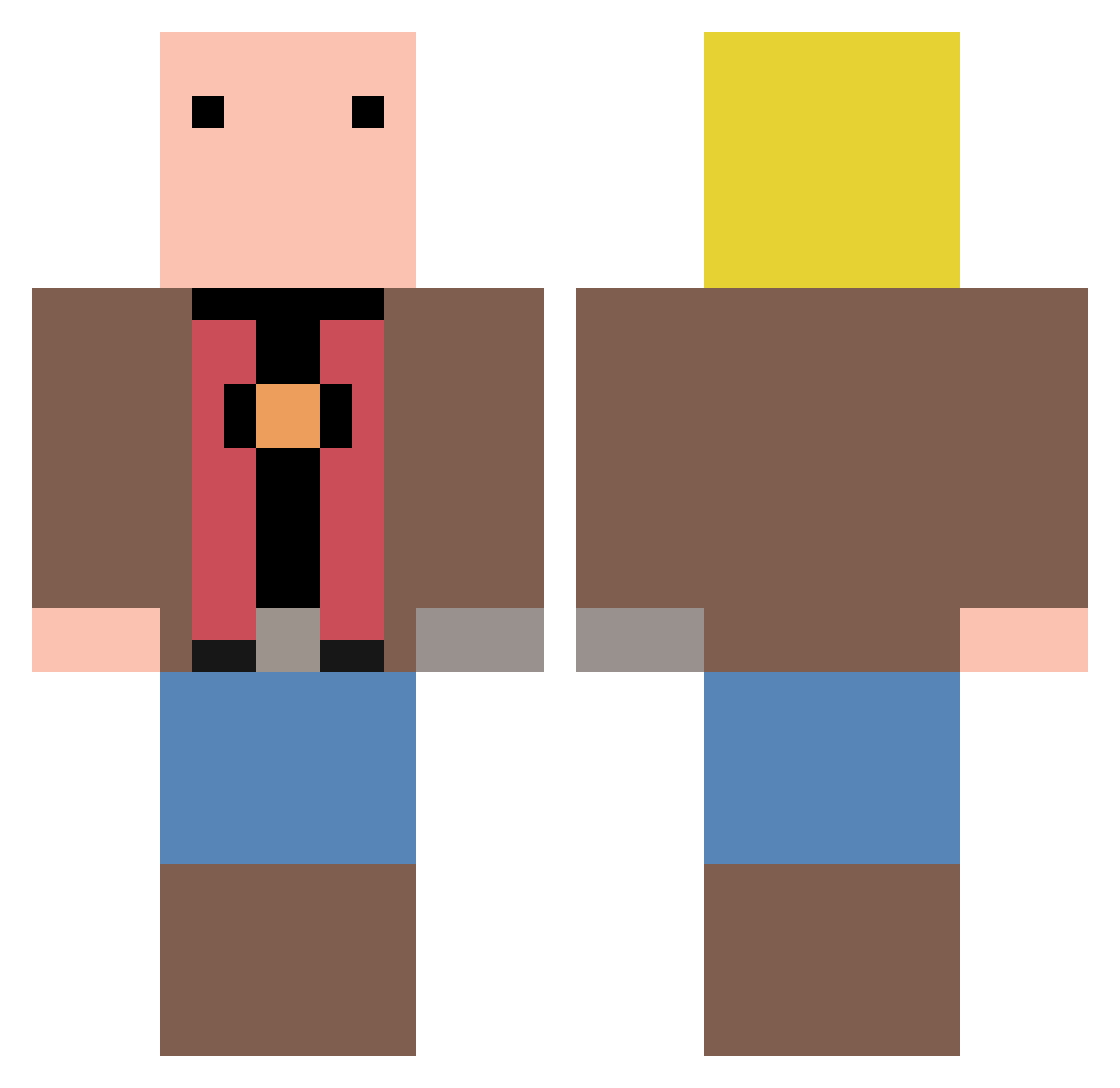Thimbul Minecraft skin, front and back view