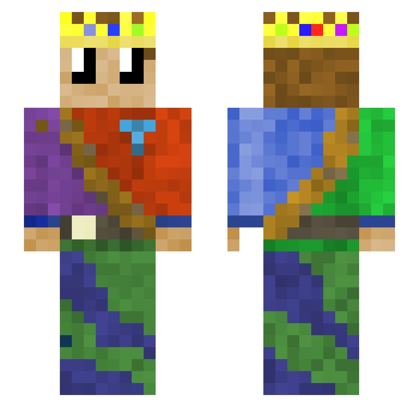 TommyWorld Minecraft skin, front and back view