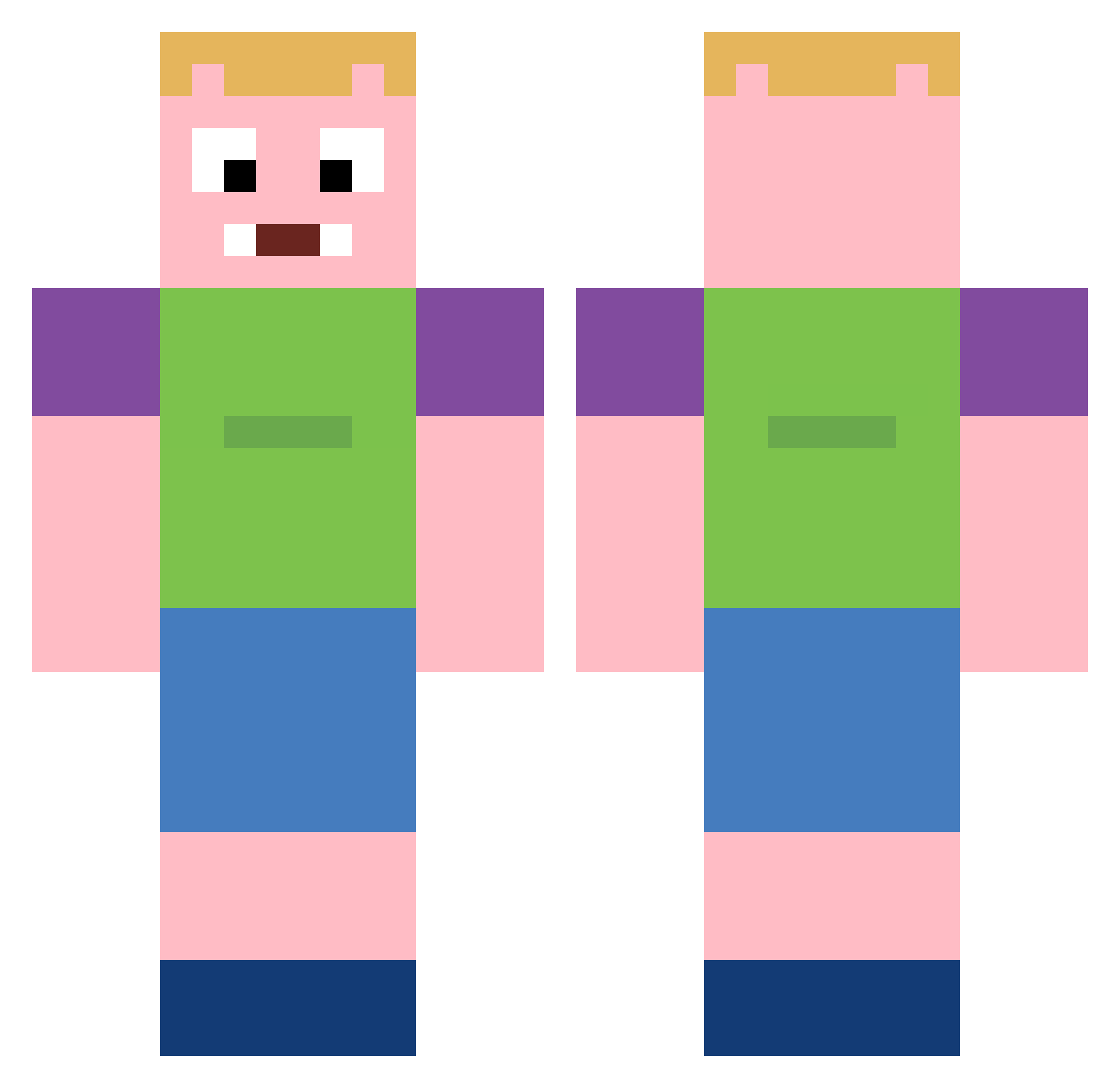 Grantepede Minecraft skin, front and back view