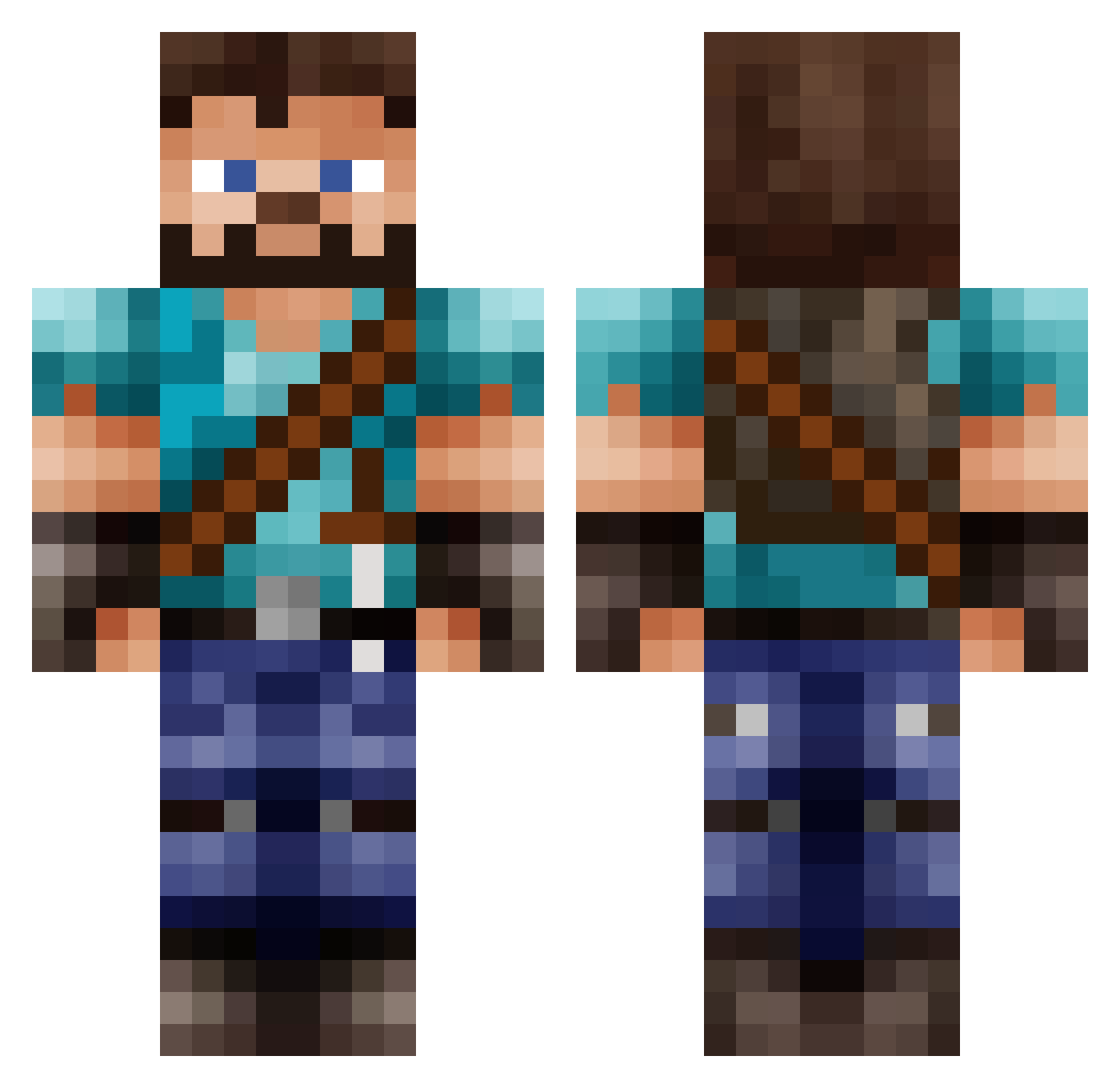 Quaternity Minecraft skin, front and back view