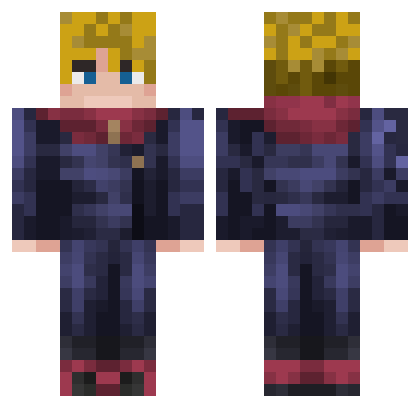 Ultrastikerman Minecraft skin, front and back view