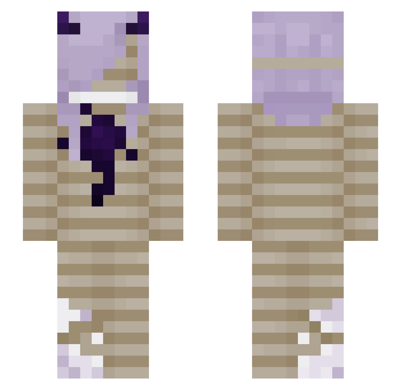Kinoyu Minecraft skin, front and back view