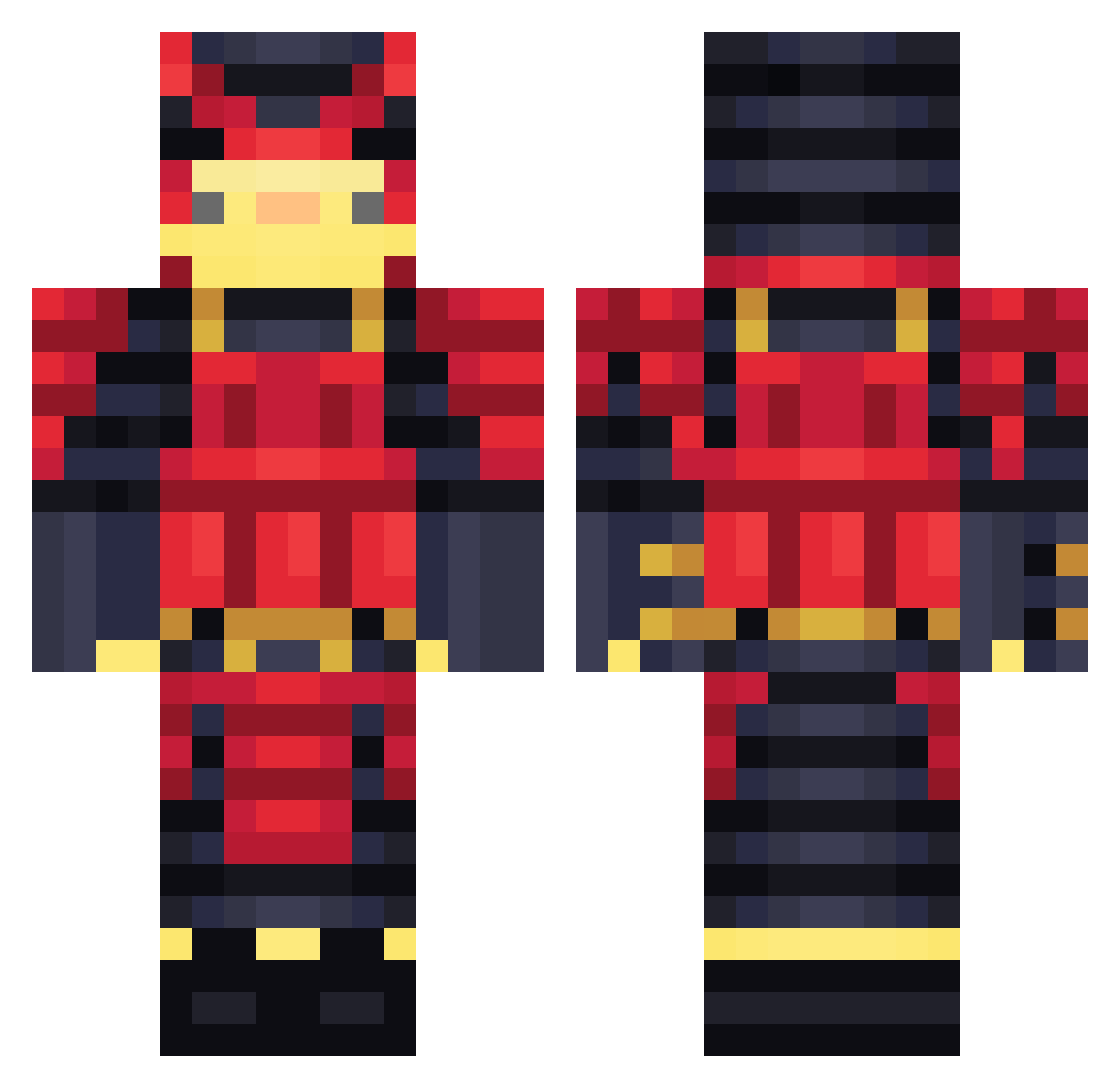 TheRedChild Minecraft skin, front and back view