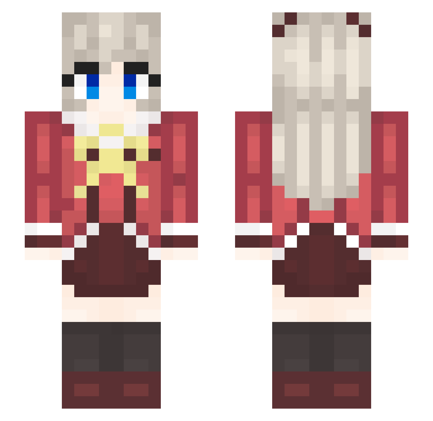 lixueoo Minecraft skin, front and back view