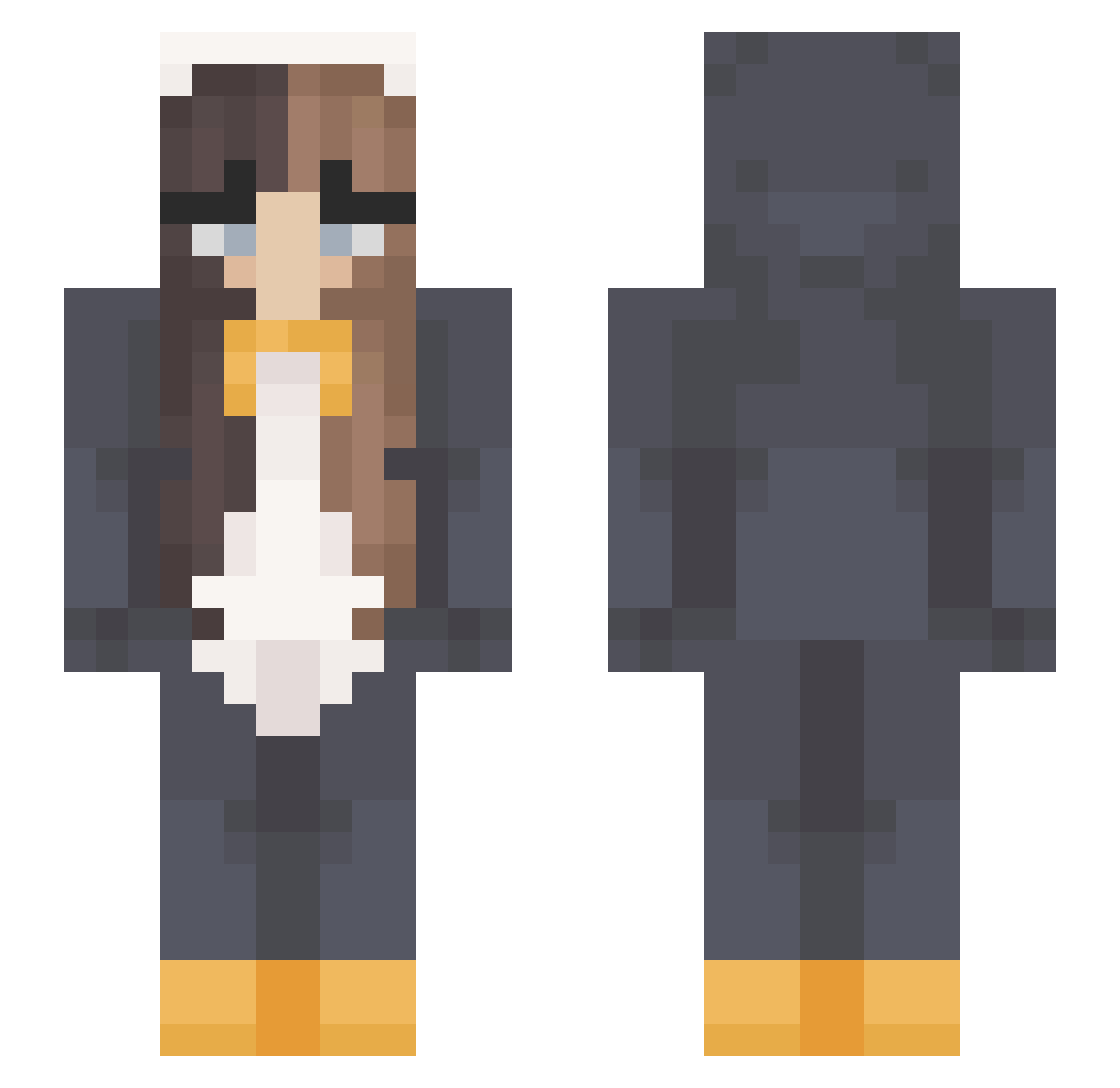 Digitised Minecraft skin, front and back view