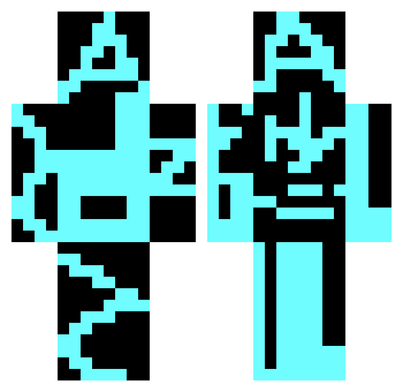 RYZONIQ Minecraft skin, front and back view